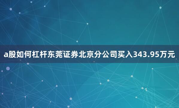 a股如何杠杆东莞证券北京分公司买入343.95万元